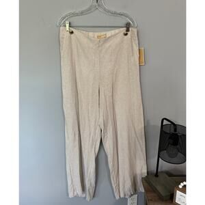 NWT Michael Michael Kors Linen Blend Striped Pull On Pants Women's Size Large